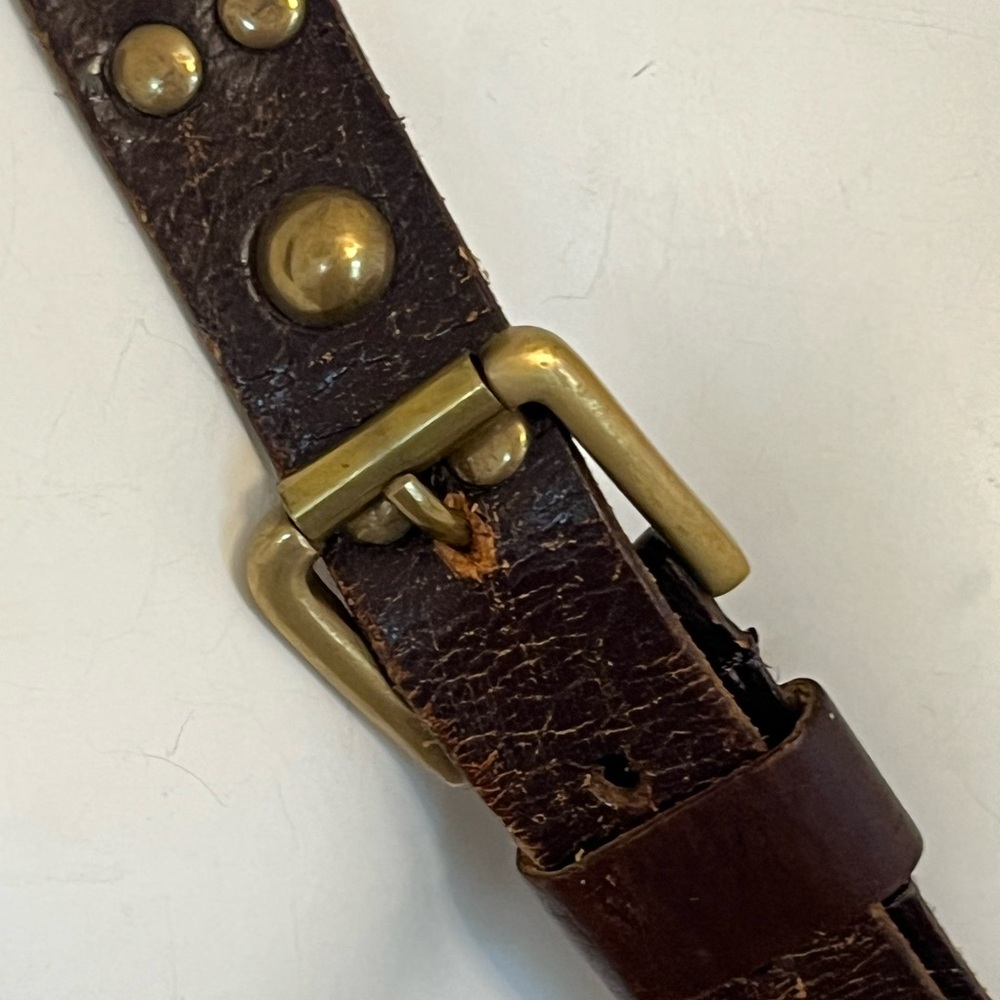 Brown Leather Studded Belt - Picture 4 of 4